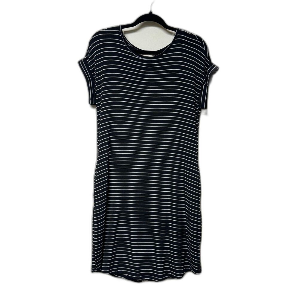 NWT ALTAR'D STATE Essential Black White Stripe Faux Wood Button Tee Midi, Sz S
